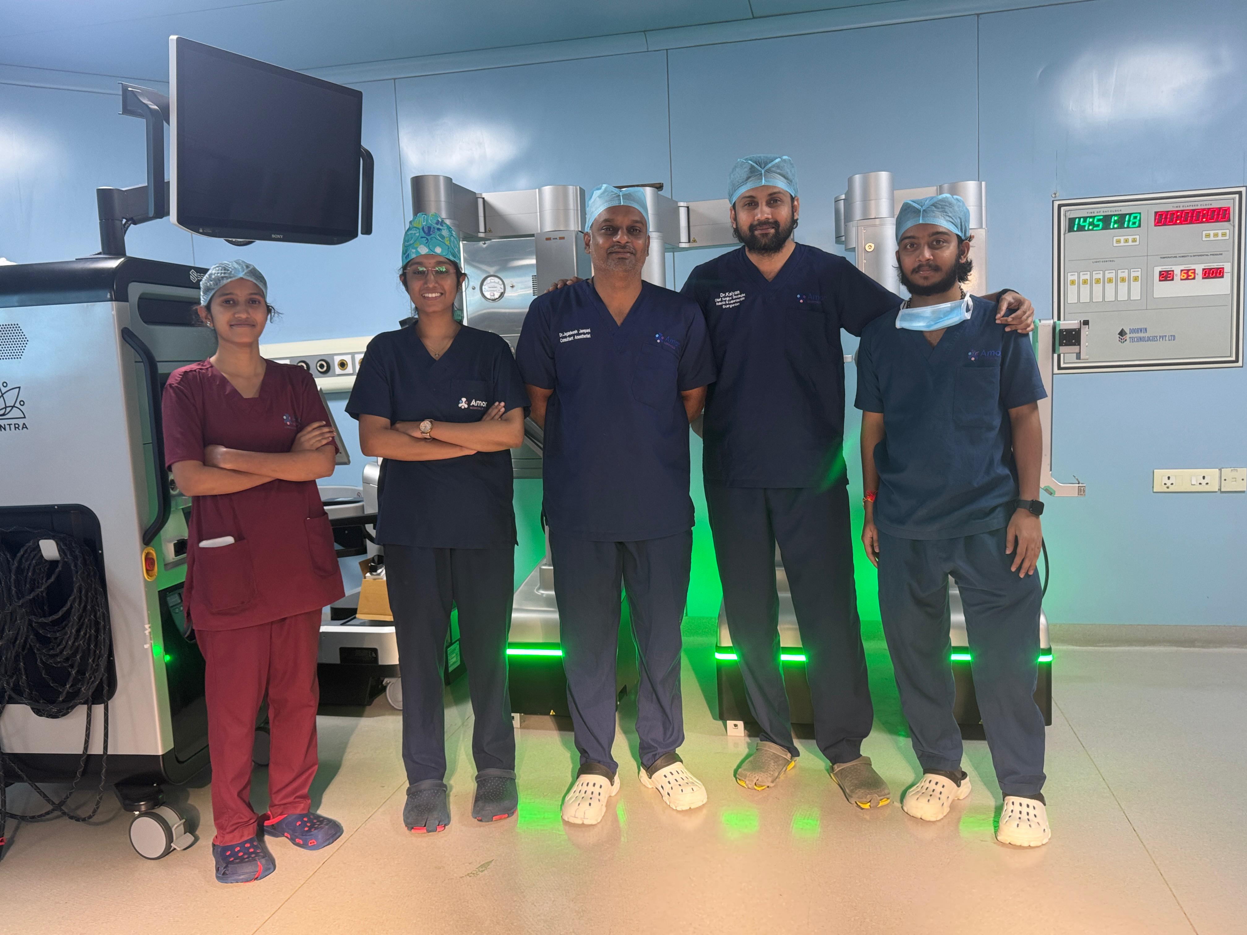 Kidney Tumour Surgery performed at Amor Hospitals using Make in India SSI Mantra Robotic System